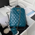 Chanel AS3332 Backpack Shiny Calfskin Bag Blue