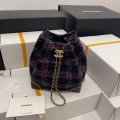 Chanel AS2318 Bucket 22K Purple Tweed Bag