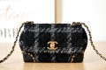 Chanel AS3572 Small Flap Bag Wool Tweed Black