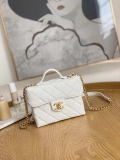 Chanel AS3729 Small Vanity Case Grained Calfskin & Gold-Tone Metal White