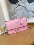 Chanel AS3653 Small Flap Bag with Top Handle Calfskin & Gold-Tone Metal Pink