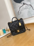 Chanel AS3652 Small Flap Bag with Top Handle Calfskin & Gold-Tone Metal Black