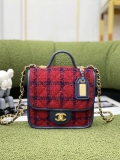 Chanel AS3652 Small Flap Bag with Top Handle Cotton & Wool Tweed & Gold-Tone Metal Black and Red