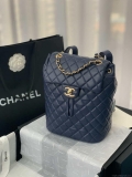 Chanel A91120 Backpack Vintage Lambskin Bag Navy Blue