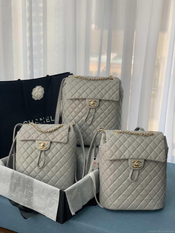 Chanel A91120 Backpack Vintage Lambskin Bag Gray