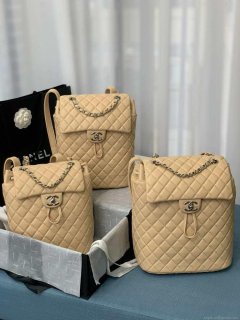 Chanel A91120 Backpack Vintage Lambskin Bag Apricot