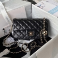 Chanel AS1787 Mini Flap Bag Football Lambskin Black Gold