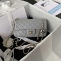 Chanel AS1787 Mini Flap Bag Football Lambskin Gray Gold