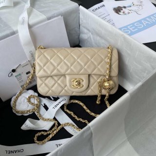 Chanel AS1787 Mini Flap Bag Lambskin Apricot Gold