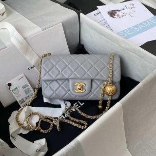 Chanel AS1787 Mini Flap Bag Lambskin Gray Gold