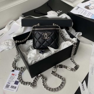 Chanel AP2718 Small Vanity With Chain Black Lambskin