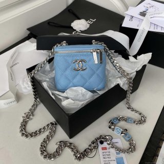 Chanel AP2718 Small Vanity With Chain Calfskin Blue