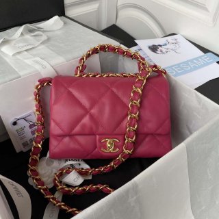 Chanel AS3499 Flap Bag Lambskin Rose Red