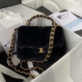 Chanel AS3499 Flap Bag Shearling Black