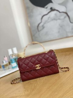 Chanel AP2946 Phone Holder Clutch with Chain Lambskin Wine Red