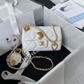 Chanel AS3456 Mini Flap Bag Lambskin & Gold-Tone Metal White