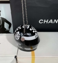 Chanel Evening Helmet Minaudiere Resin Strass AS3774 Black and White