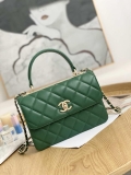 Chanel Small Trendy CC Flap Bag With Top Handle Lambskin bag A92236 Green Gold