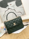 Chanel Small Trendy CC Flap Bag With Top Handle Lambskin bag A92236 Dark Green Gold