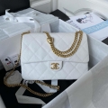 Chanel AS3921 Flap Chain Bag White Calfskin Gold