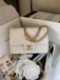 Chanel AS3828 Mini Flap Chain Bag White Calfskin Gold