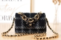 Chanel AS3611 Small Flap Bag Wool Tweed & Gold-Tone Metal Black