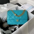 Chanel AS3921 Flap Chain Bag Blue Calfskin Gold