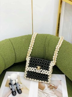 Chanel 22SS summer new collection artificial pearls and glazed pearl strings Black