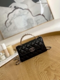 Chanel AP3238 Flap Chain Bag Black Calfskin Gold With Handle Bag