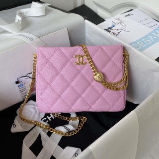 Chanel AS3830 Small Hobo Handbag Pink Calfskin Gold