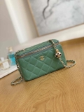 Chanel A81242 Vanity with chain Lambskin Gold football Light Green