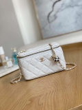 Chanel A81242 Vanity with chain Lambskin Gold football White