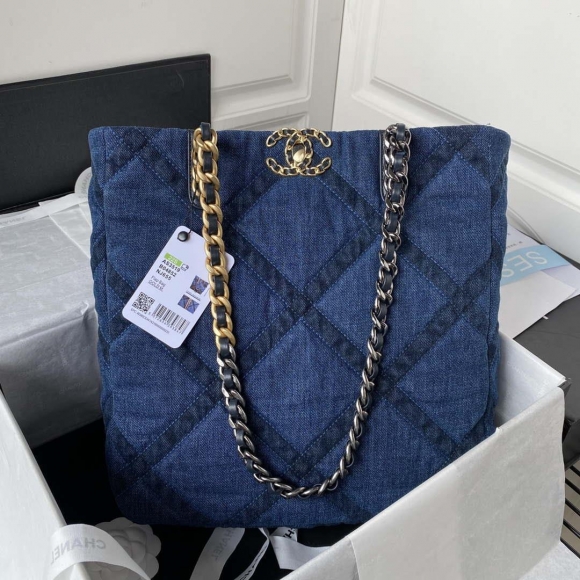 Chanel AS3519 CHANEL 23K Shopping Bag Denim Blue