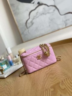 Chanel A68130 Vanity with chain Grained Calfskin Gold Pink