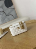 Chanel A68130 Vanity with chain Grained Calfskin Gold White