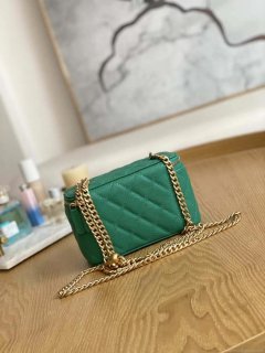 Chanel A68130 Vanity with chain Grained Calfskin Gold Green