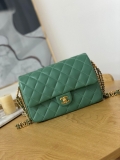 Chanel AS3777 Flap Bag Lambskin & Gold-Tone Metal Green