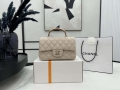 Chanel AS2431 Mini flap Apricot with Brown Lambskin bag with top handle Gold