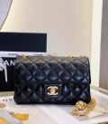 Chanel AS3041 Flap Classic Bag CF Camellia Lambskin Black Gold