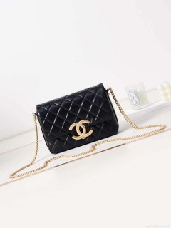 Chanel AS3855 Flap bag With Chain shiny Lambskin & Gold-Tone Metal Black