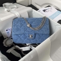 Chanel AS3921 Flap Classic Bag Woc Denim Blue