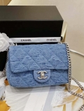 Chanel AS3828 Small Flap Classic Woc Bag Denim Blue