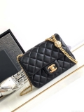 Chanel AS4040 Mini Flap Classic Bag 17 Woc Camellia Lambskin Black