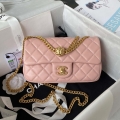 Chanel AS4041 Flap Classic Bag CF Camellia Lambskin Pink Gold