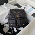 Chanel AS3860 Backpack Grained Shiny Calfskin & Gold-Tone Metal Black