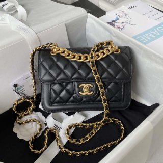 Chanel AS4051 Small Flap Classic Bag CF Lambskin Black Gold