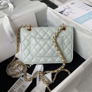 Chanel AS4051 Small Flap Classic Bag CF Lambskin Light Blue Gold