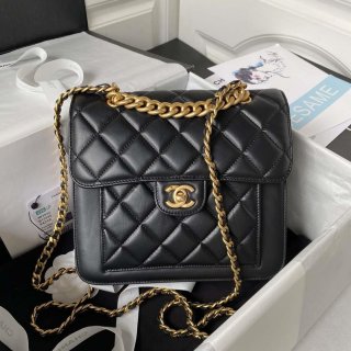 Chanel AS3932 Flap Classic Bag CF Lambskin Black Gold