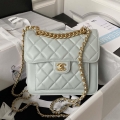 Chanel AS3932 Flap Classic Bag CF Lambskin Light Blue Gold