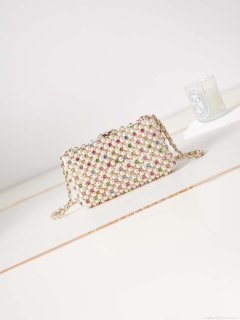 Chanel AS3771 evening Bag Imitation Pearls & Gold-Tone Metal Transparent & Multicolour